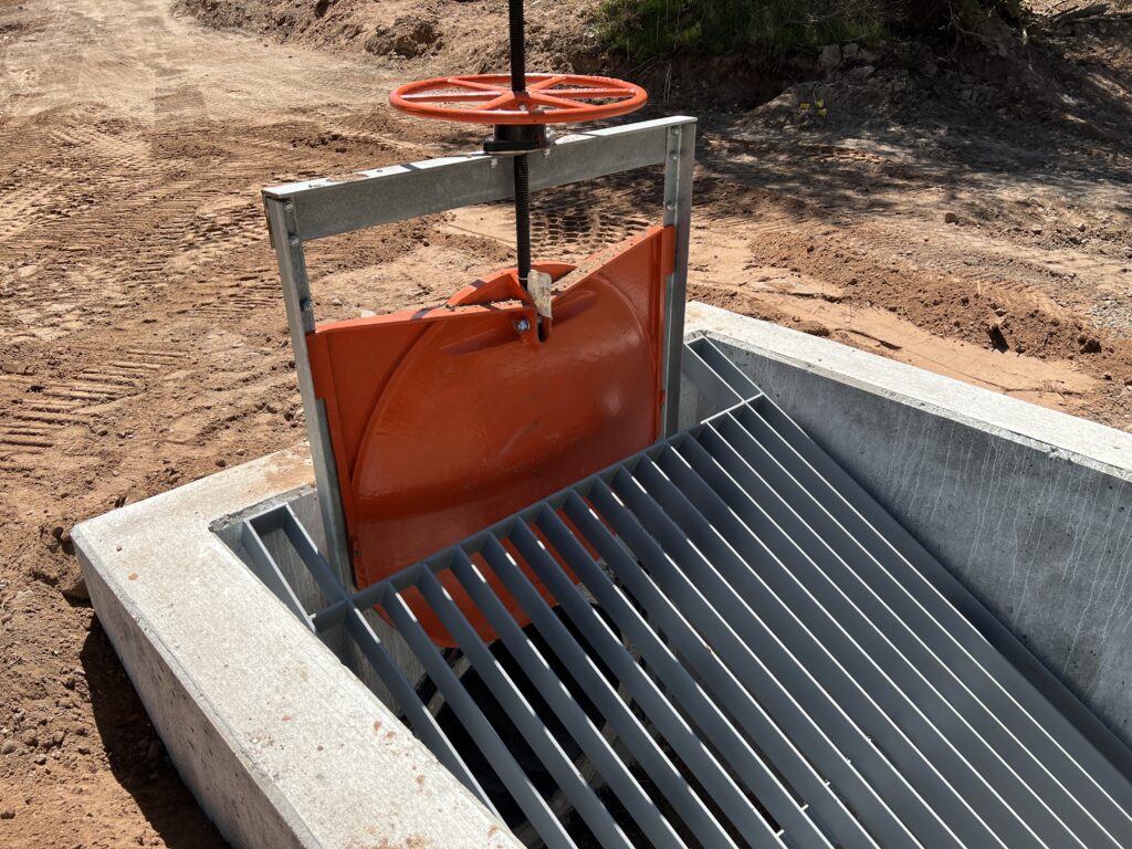 48" intake head gate of Grandpa Wash Pipeline project in open position
